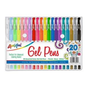 20 Pack Gel Pens with Rubber Grip - Assorted Colors
