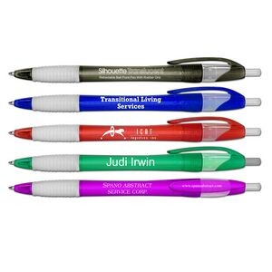 Liqui-Mark Silhouette Translucent Retractable Ballpoint Pen w/Clear Rubber Grip