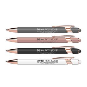 Liqui-Mark iWriter Rose Gold - Stylus & Soft Touch Rubberized Metal Ball Point Pen