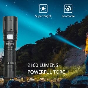 3000 Lumens Zoomable LED Flashlight Extremely Bright USB-C Powered Rechargeable 3700mAh With Power B