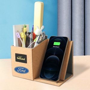 Cork Material 15W Wireless Charger and Pen Holder Light Up Logo - Air Price
