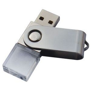 Crystal & Metal Swing Out Cap Free USB Flash Drive (1GB)