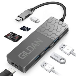 7-in-1 USB Type C Hub 4K C to HDMI, 3, 3.0 Ports, SD