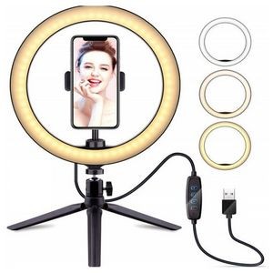 10" Selfie Ring Light With Tripod Stand & Cell Phone Holder For Live Stream, YouTube Video And Photo