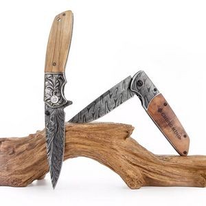 Olive Wood Folding Pocket Knife With Stainless Steel Blade Antique Style Full Color Optional