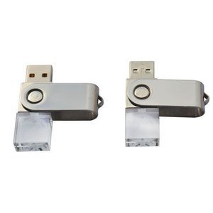 Crystal & Metal Swing Out Cap Free USB Flash Drive (4GB)