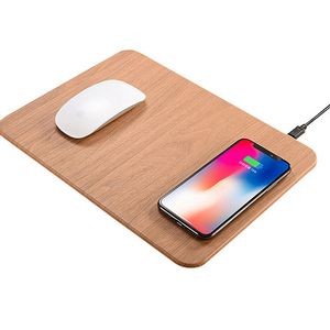 Qi Wireless Charger and Mouse Mat / Pad With Wood like look - AIR PRICE