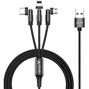 3-In-1 Charging Cable With Pivoting Type-C, Micro-USB, And Apple® 8-Pin Ports