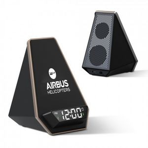 Multi-function Bluetooth Speaker, Wireless Charger, Clock and Phone Stand with Light Up Logo