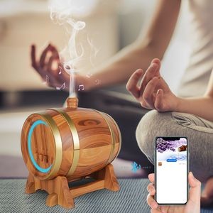Oak Barrel Shaped 350ML Aroma Diffuser And Humidifier With Bluetooth Speaker OCEAN PRICE