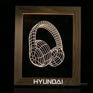 LED 3D Illusion Light In A Wood Picture Frame Personalization Optional - ocean price