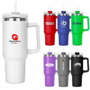 Large Capacity 40oz Travel Tumbler With Handle And Straw