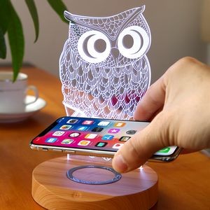Acrylic 3D LED Lamp With Wireless Charging - OCEAN PRICE