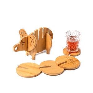 Elephant Shaped Bamboo Coaster and Table Top Decoration
