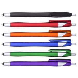 Stylus pen with fiber cloth screen cleaner on clip