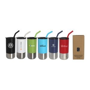 16oz Double-Wall Tumbler With Silicone Tipped Straw