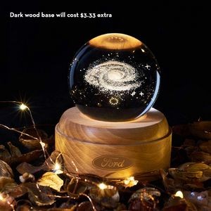 3D LED Night Light And Crystal Ball Music Box With Wooden Base