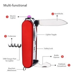 Swissarmy Style 5-In-1 Multi-Function Pocket Knife, Lighter, Corkscrew And More