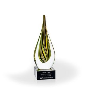 Linden Flame Art Glass Award - Black Square Base