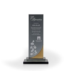 Ebony Smoke Glass Award with Birch Accent, Large
