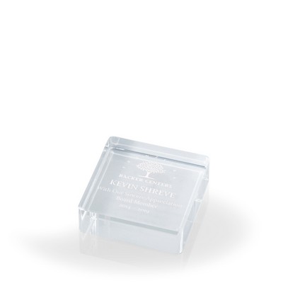 Avana Rounded-Square Crystal Paperweight