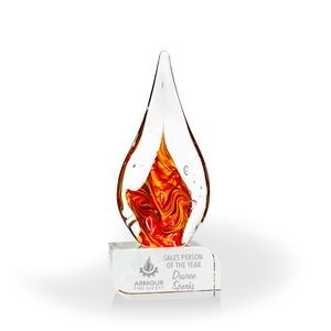 Glimmer Flame Art Glass Award - Clear Oblong Base