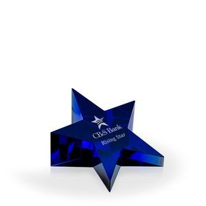 Blue Slanted Star Crystal Paperweight