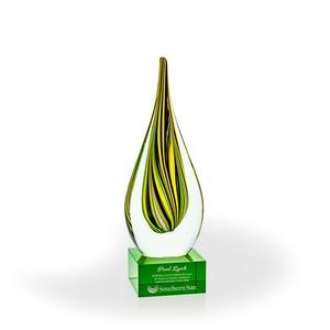 Linden Flame Art Glass Award - Green Base