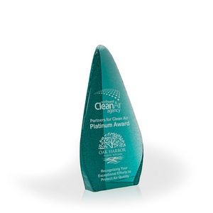 Apogee Teal Recycled Glass Tower Award, 10.5"