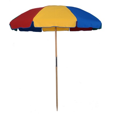 Wood Beach Pop-Up 7 1/2' Umbrella w/ Fiberglass Ribs & Non-Tilting