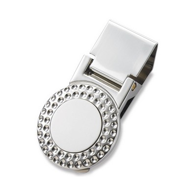 Stocked In US-2 Tone Silver Stainless Steel Money Clip w/Mini Golf Balls Around The Circle