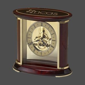 Rosewood Skeleton Clock with Brass Accents