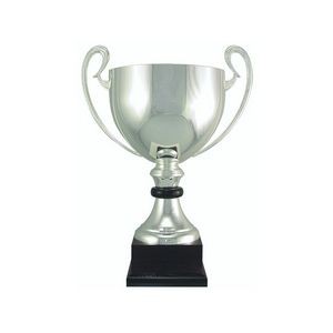 18 1/2" Silver plated Italian trophy cup with wood accent