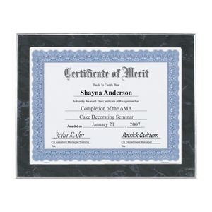 Black Marble Wood Slide-in Photo or Certificate Plaque