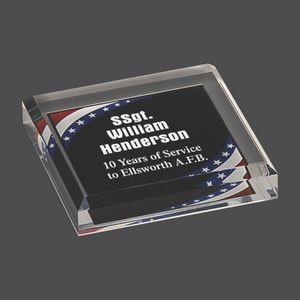 Stars & Stripes Marbleized Acrylic Paperweight 3 3/4