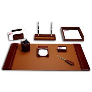 Top Grain Leather Mocha Brown Classic Desk Set