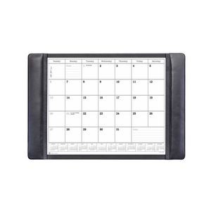 Classic Black Leather Side Rail Desk Pad w/Calendar Insert (25.5"x17.25")