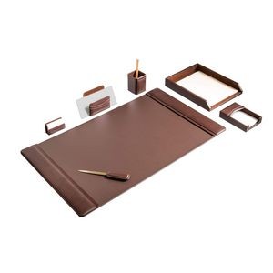 Top Grain Leather Chocolate Brown Desk Set (7 Piece)