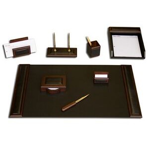 Wood & Leather Rosewood Brown Desk Set (8 Piece)