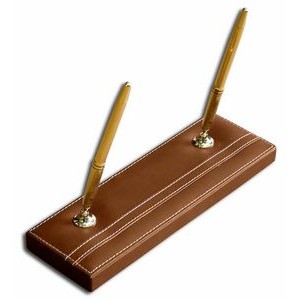 Rustic Brown Leather Double Pen Stand