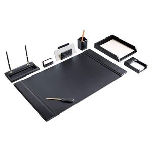 Top Grain Black Leather Desk Set (8 Piece)