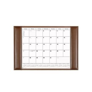 Rustic Brown Leather Side Rail Desk Pad w/Calendar Insert (25.5"x17.25")