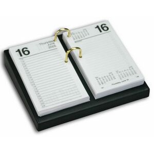 Classic Black Leather Desktop Calendar Holder w/Gold Bolts