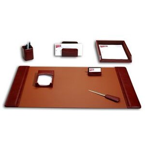 Top Grain Mocha Brown Leather Classic Desk Set (7 Piece)