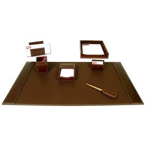 Rustic Top Grain Brown Leather Desk Set (7 Piece)