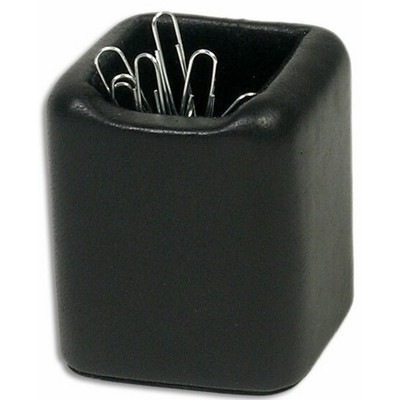 Classic Black Leather Paperclip Holder