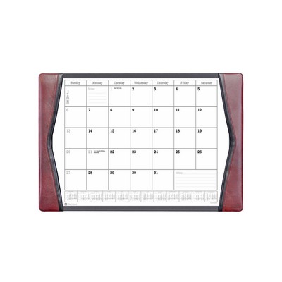 Classic Burgundy Red Leather Side Rail Desk Pad w/Calendar Insert (22.5"x17.25")
