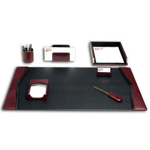 Contemporary Leather Burgundy Red Desk Set (7 Piece)