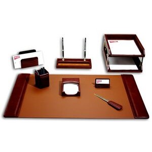 Classic Top Grain Leather Mocha Brown Desk Set (10 Piece)