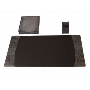 Protacini® Italian Castlerock Gray Patent Leather Desk Set (3 Piece)